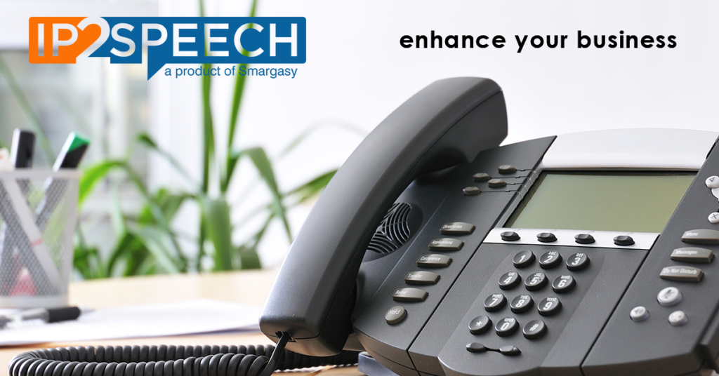 A phone with the words ip speech enhance your business.