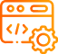 An orange icon with gears on it.